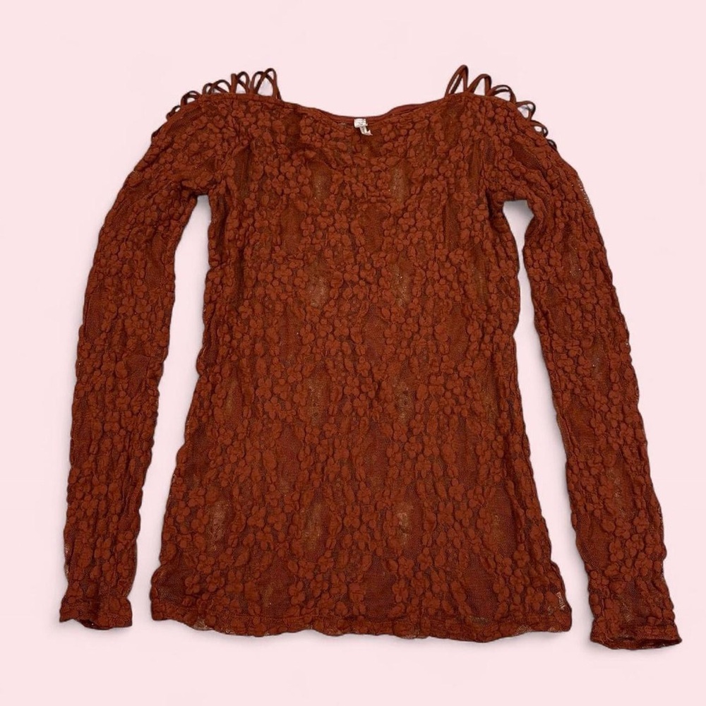 Vintage Free People Intimately Lace Corset Shoulder Scoop Neck Shirt